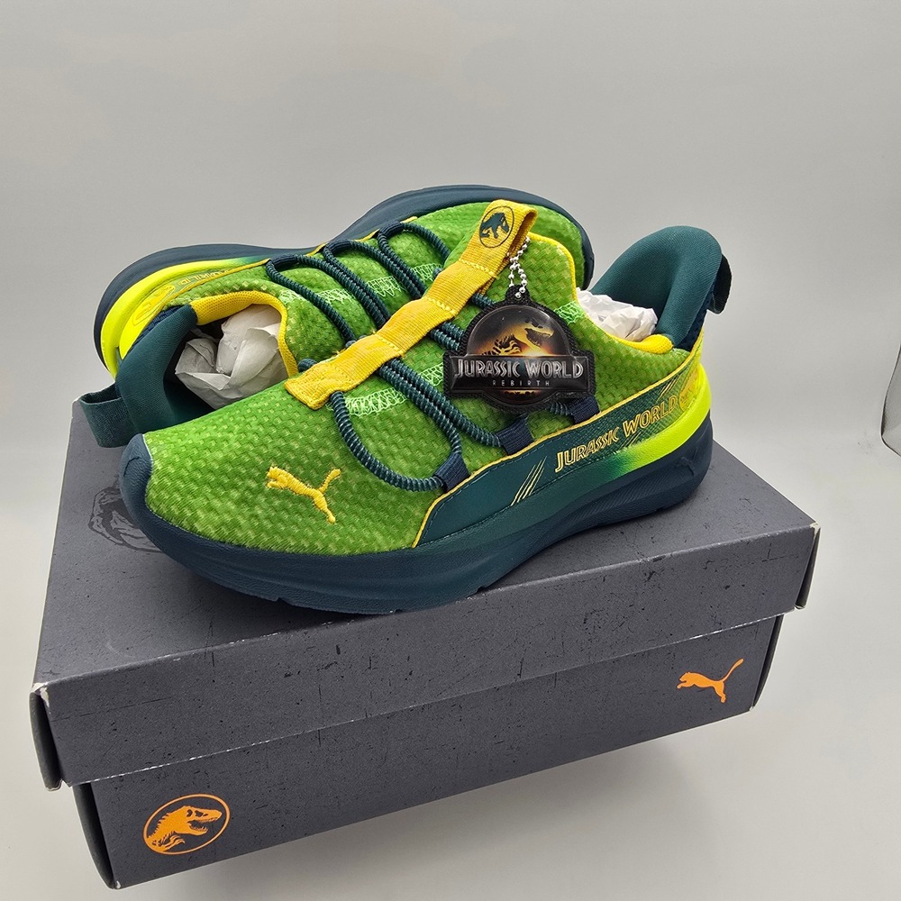 Puma Kids Jurassic World Rebirth Lite Sneakers Green Yellow Sz 2.5c Dead Stock